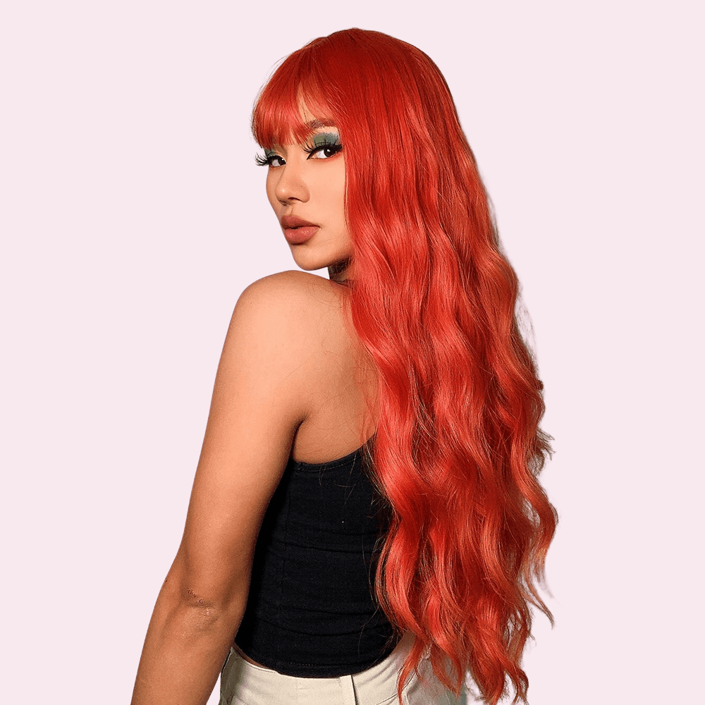 Ariel | Wavy Long Red Wig with Bangs