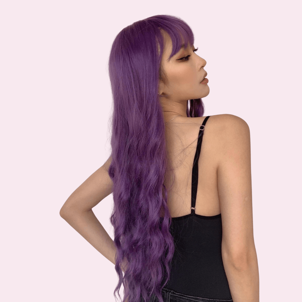Ivy | Wavy Long Purple Wig with Bangs