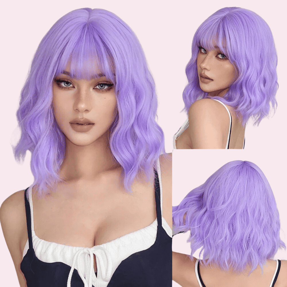 Carly |  Light Purple Wavy Bob with Bangs