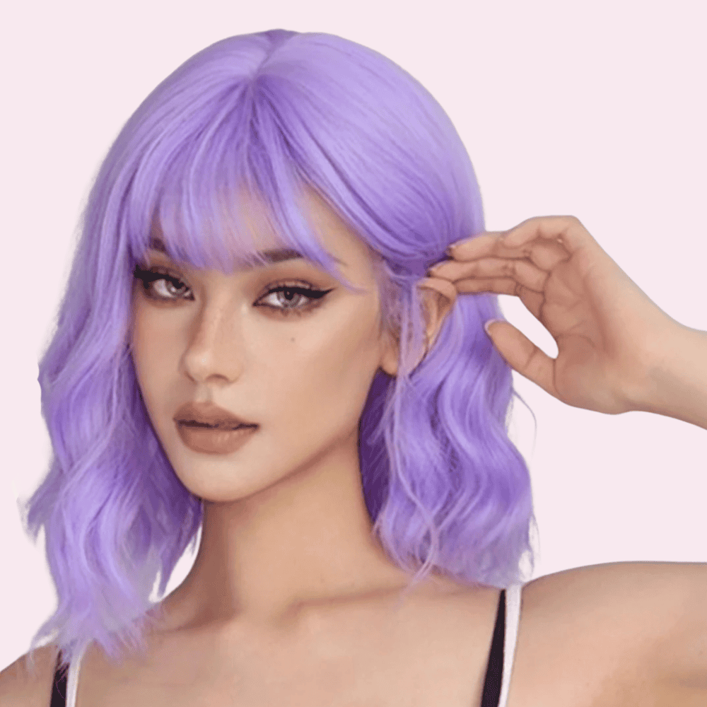 Carly |  Light Purple Wavy Bob with Bangs