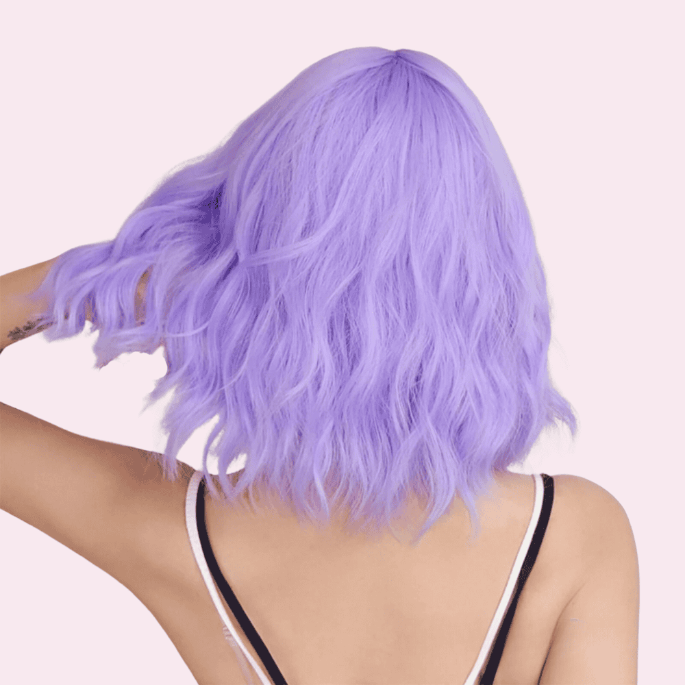 Carly |  Light Purple Wavy Bob with Bangs