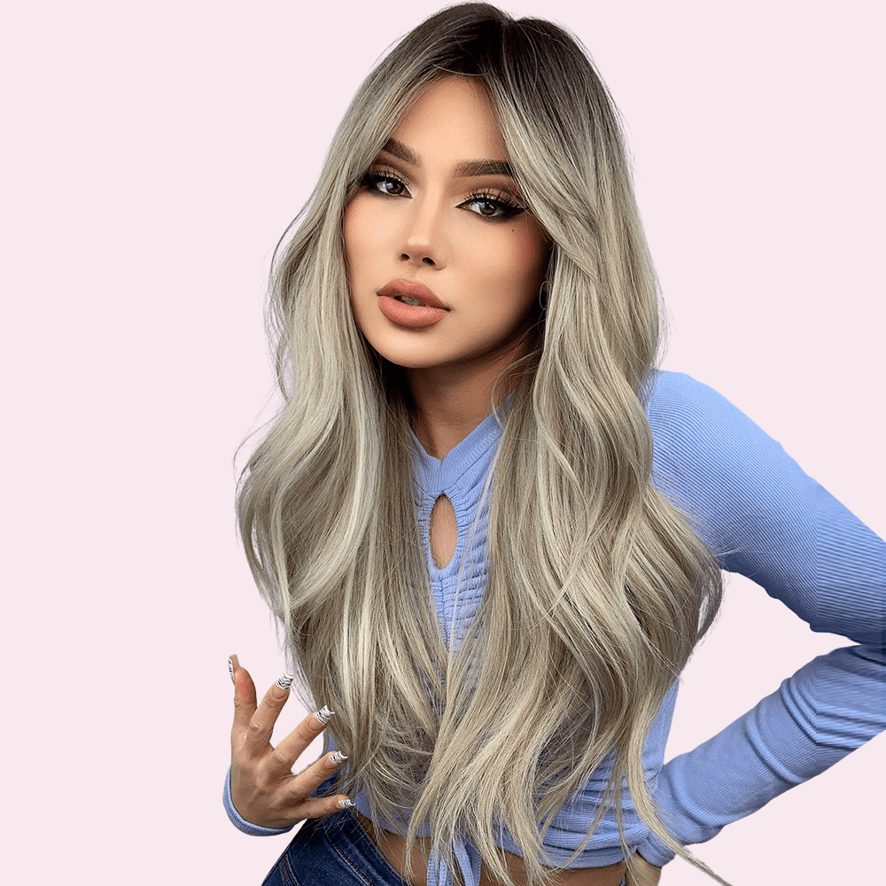 Ava | Long Wavy Blonde Ombre Wig