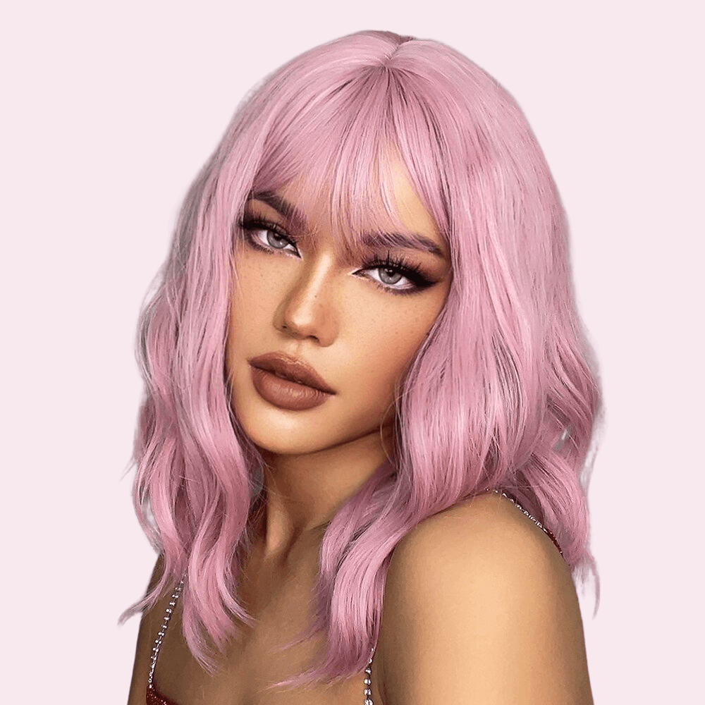 Gigi | Long Wavy Bob Pink Wig