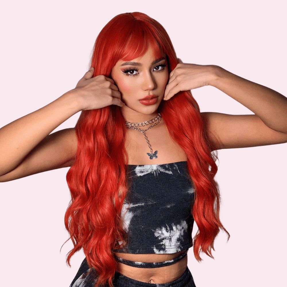 Ariel | Wavy Long Red Wig with Bangs